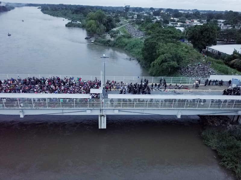 President Trump said "full efforts" were underway to halt the caravan's progress toward the United States.