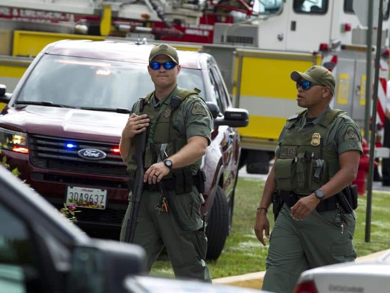 The Capital Gazette newspaper shooting, Maryland, US.