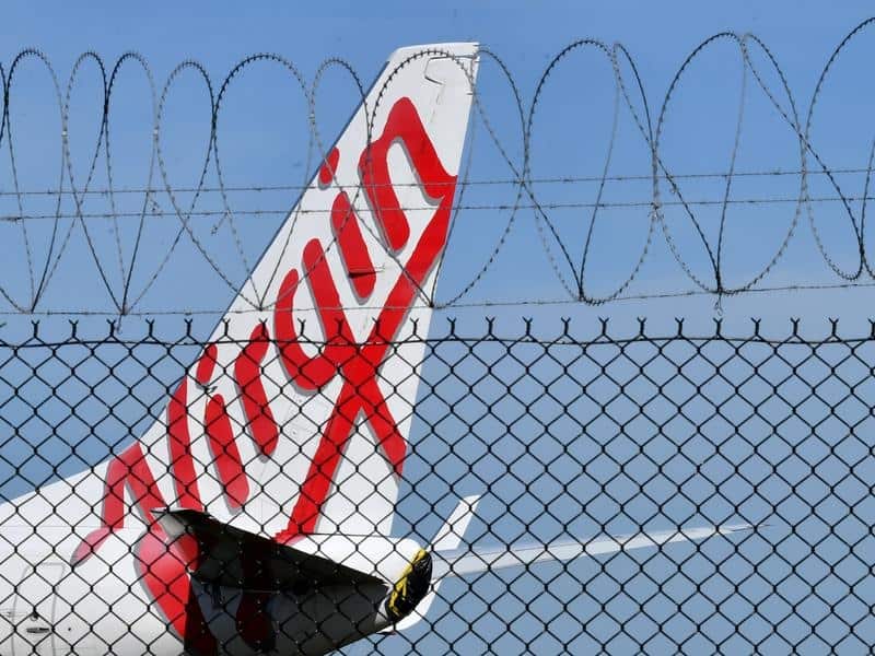 A grounded Virgin Australia aircraft.