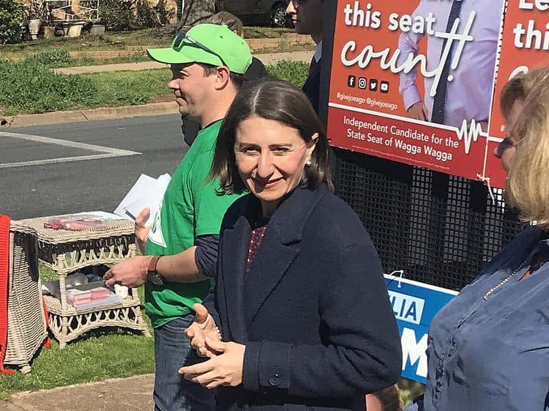 NSW Premier Gladys Berejikian at a polling booth in Wagga Wagga.