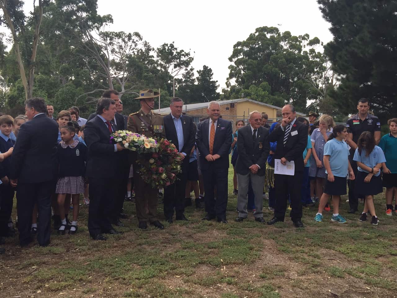Wreath laying at Maygar Barracks