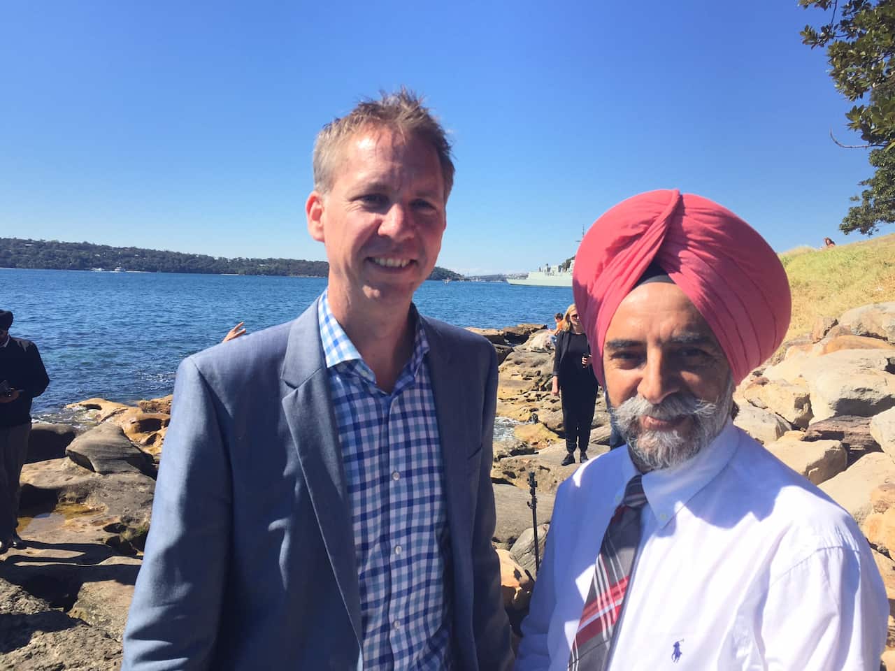 Sydney Kings Managing Director Jeff Van Groningen and Surinder Singh,  a director of the Australian Sikh Association