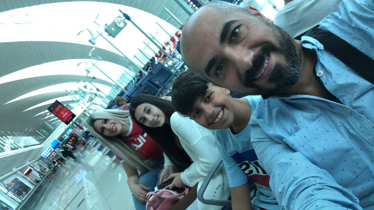 The Kassis family (from left) Munzer, Rami, Sabin and Diala were devastated when they were turned away from boarding a flight to Italy from Dubai Airport.  