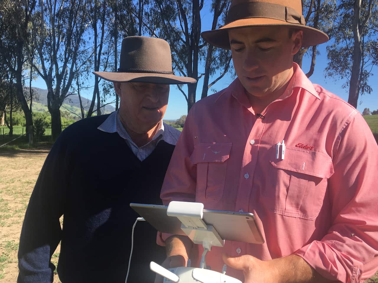 Breeder Barry Hicks, left, and his stock agent Brett Shea.