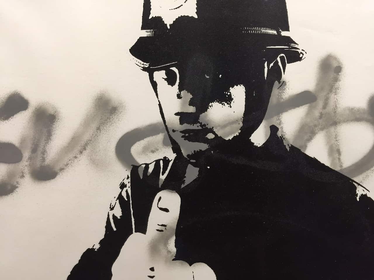 Banksy works on display in The Art of Banksy exhibition