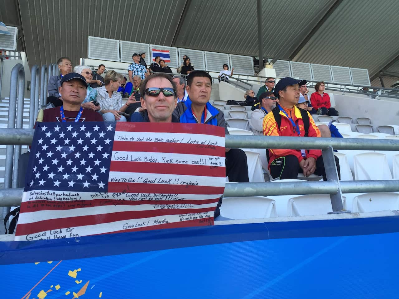 American David Campbell was there to cheer on his brother Steven who won the M55 pole vault