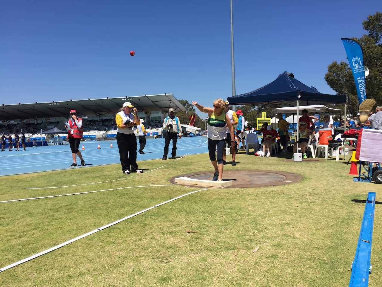 Athletes compete at the World Masters Athletics Championship in Perth.