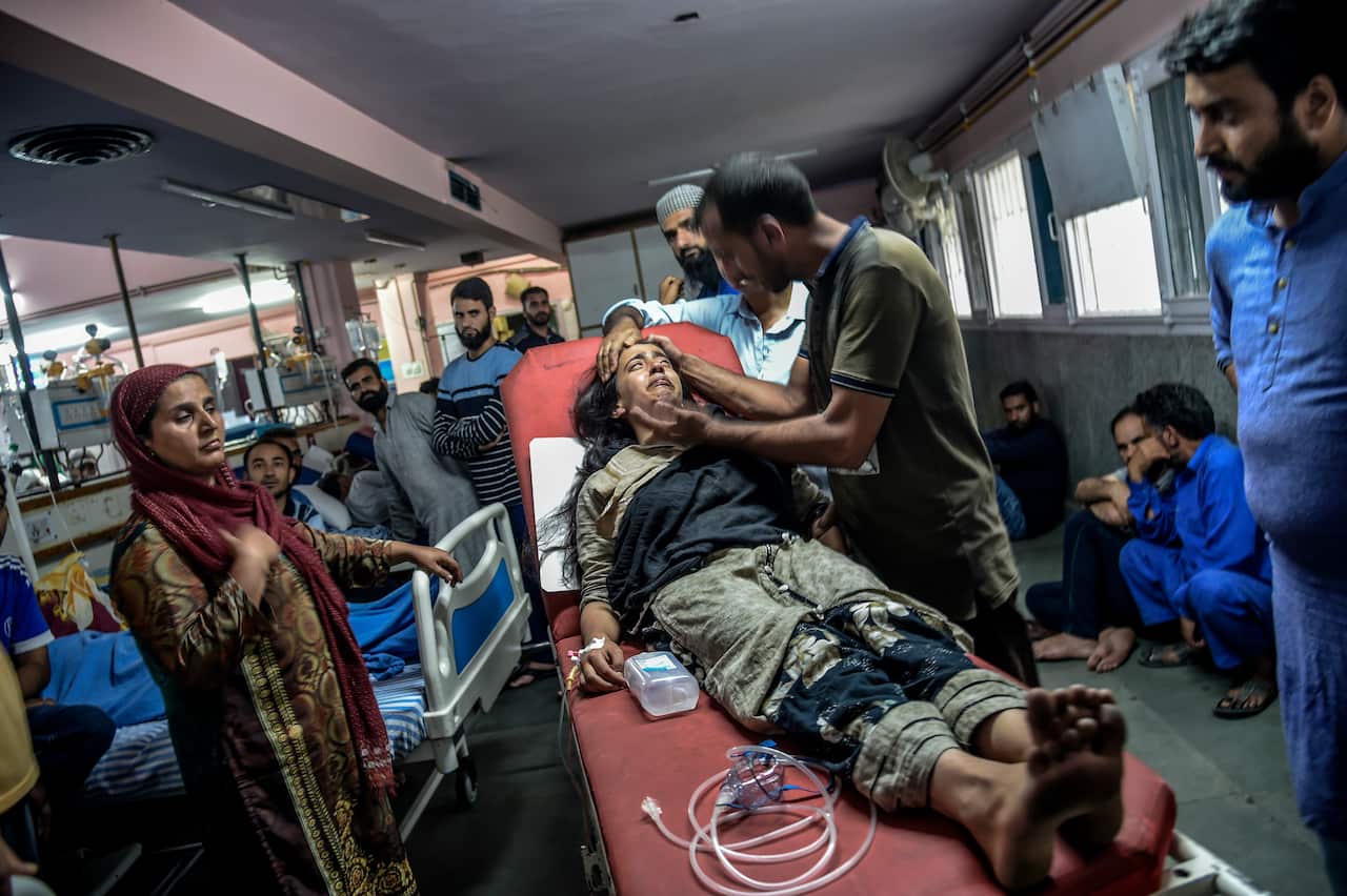 Afshana Farooq, a 14-year-old who was nearly trampled in a stampede when Indian forces opened fire on demonstrators, in a hospital in Srinagar, India, Aug. 9, 2019. (Atul Loke/The New York Times)