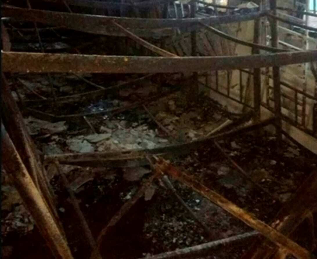 The charred insides of the school (Reuters)