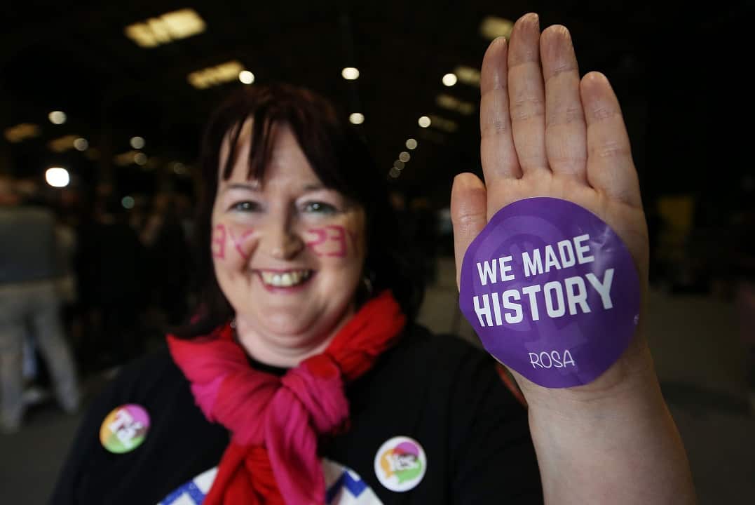 Long time campaigner Annette Forde is all smiles after the Yes vote wins.