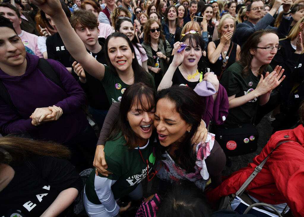 Yes voters celebrate as the result of the Irish referendum on the 8th amendment concerning the country's abortion laws.