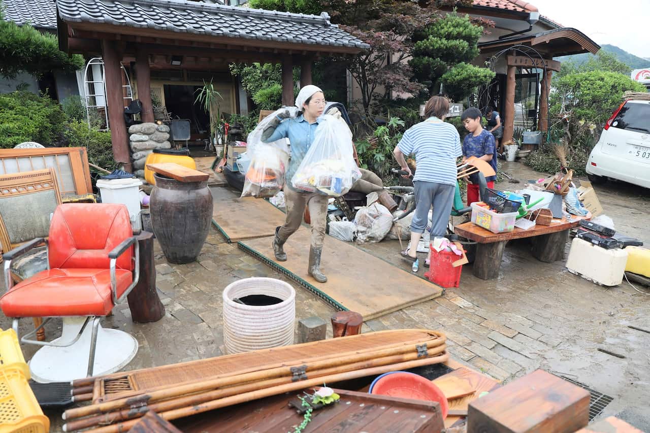 The landslides and floodings were triggered by heavy rain on 4 July, 2020. 