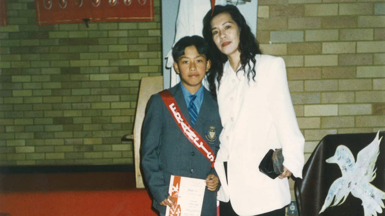 A young Joe with his mum, Thi Thanh Phuong Le.