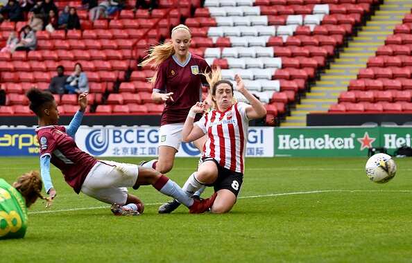 Sophie Jones of Sheffield United Women scores a goal during the The FA Women's Championship match between Sheffield United Women and Aston Villa Ladies.