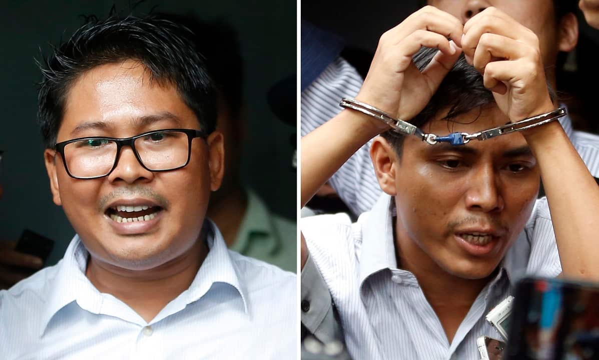 Reuters journalists Wa Lone, left, and Kyaw Soe Oo, right.