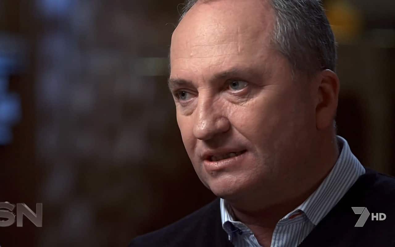 Barnaby Joyce speaks during an interview for Sunday Night. 