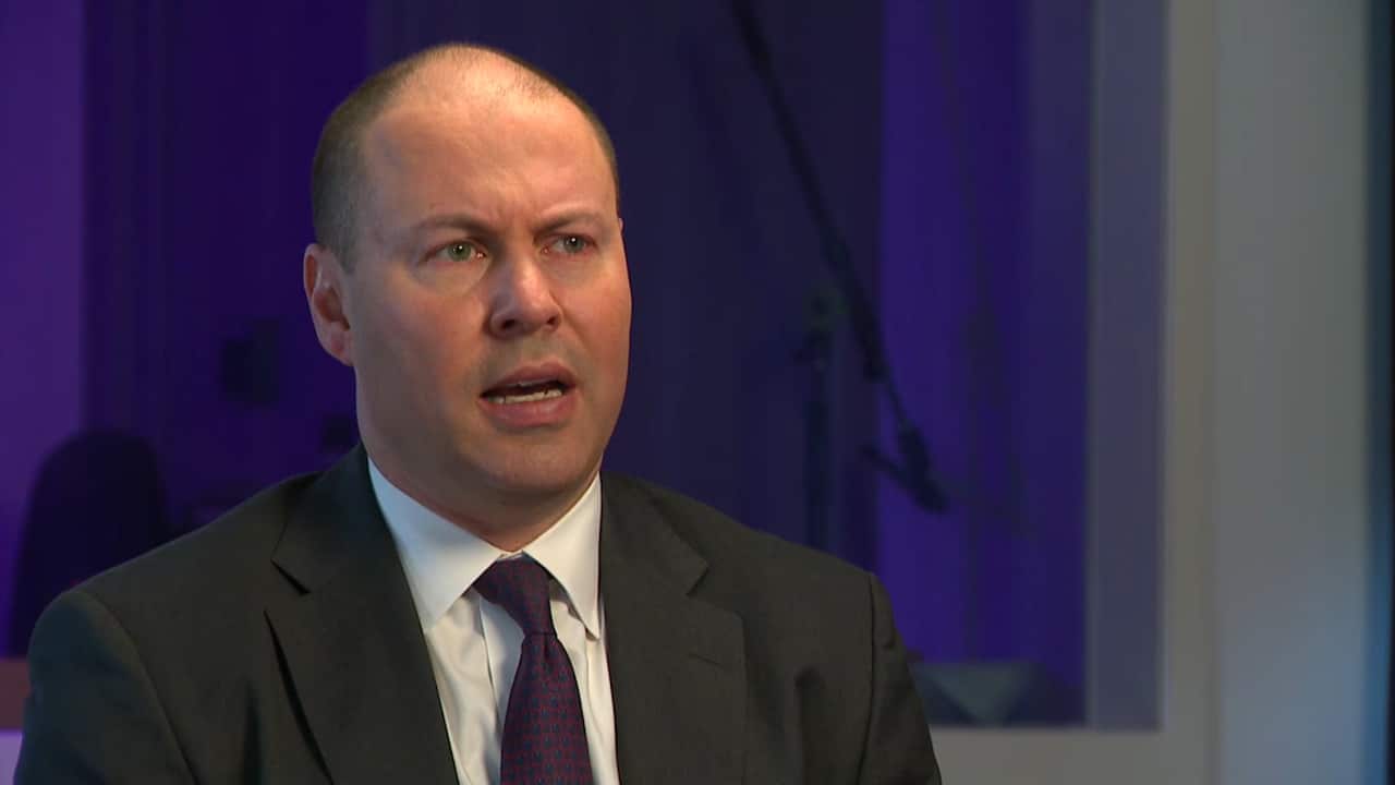 Treasurer Josh Frydenberg earlier today