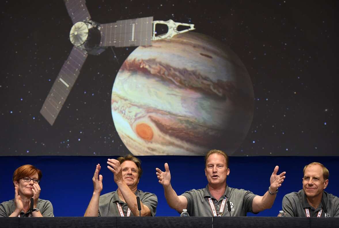 Press conference after the Juno spacecraft was successfully placed into Jupiter's orbit