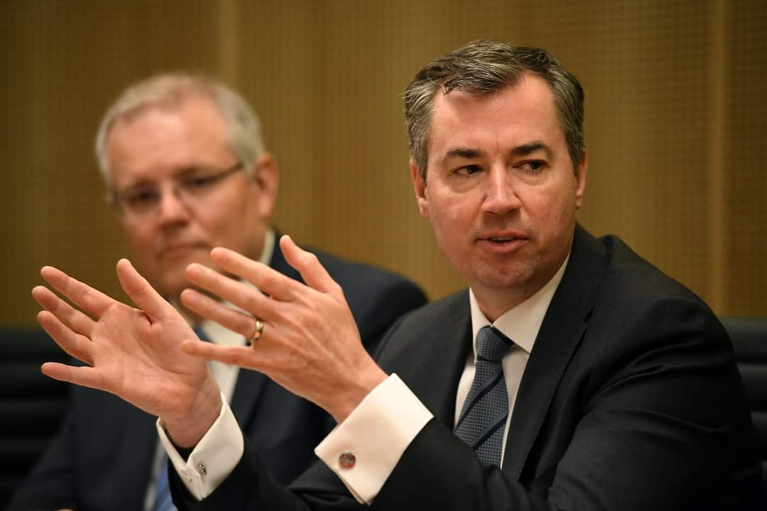 Scott Morrison and Michael Keenan at a meeting.