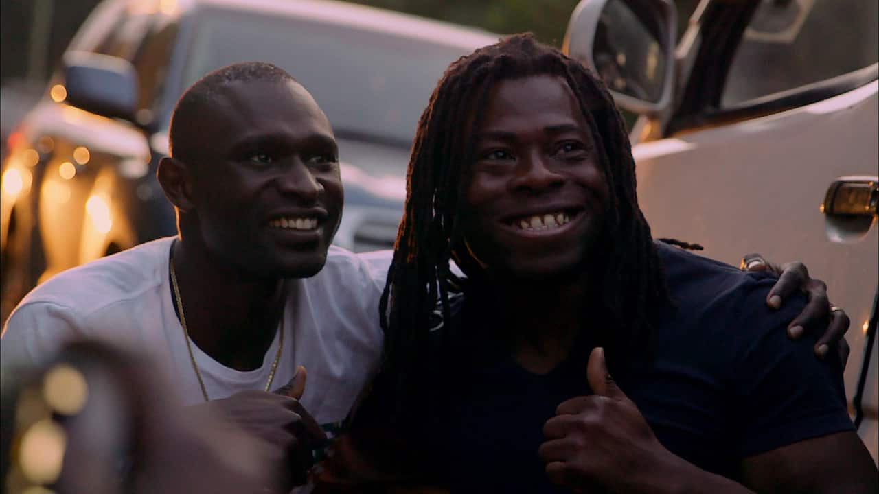 During filming, Ade spots one of his heroes, David Rudisha, training on the roadside for the Rio Olympics.