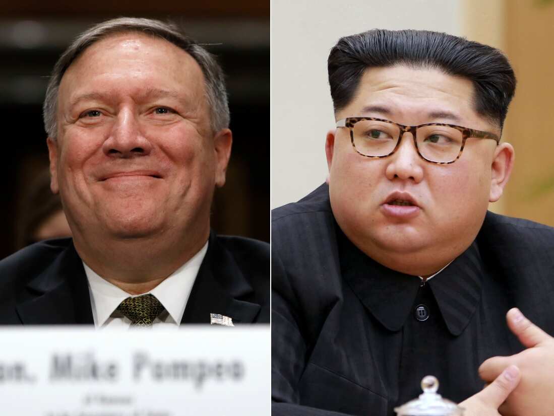 Rereports say CIA director Mike Pompeo (left) had met Kim Jong-un (right) on a secret visit to Pyongyang.