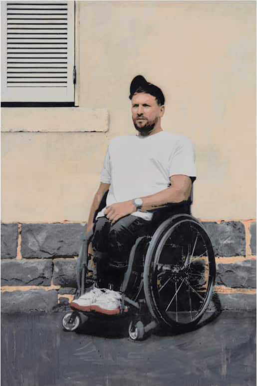 Kirpy, 'Dylan', acrylic and aerosol on canvas, 156 x 105 cm.