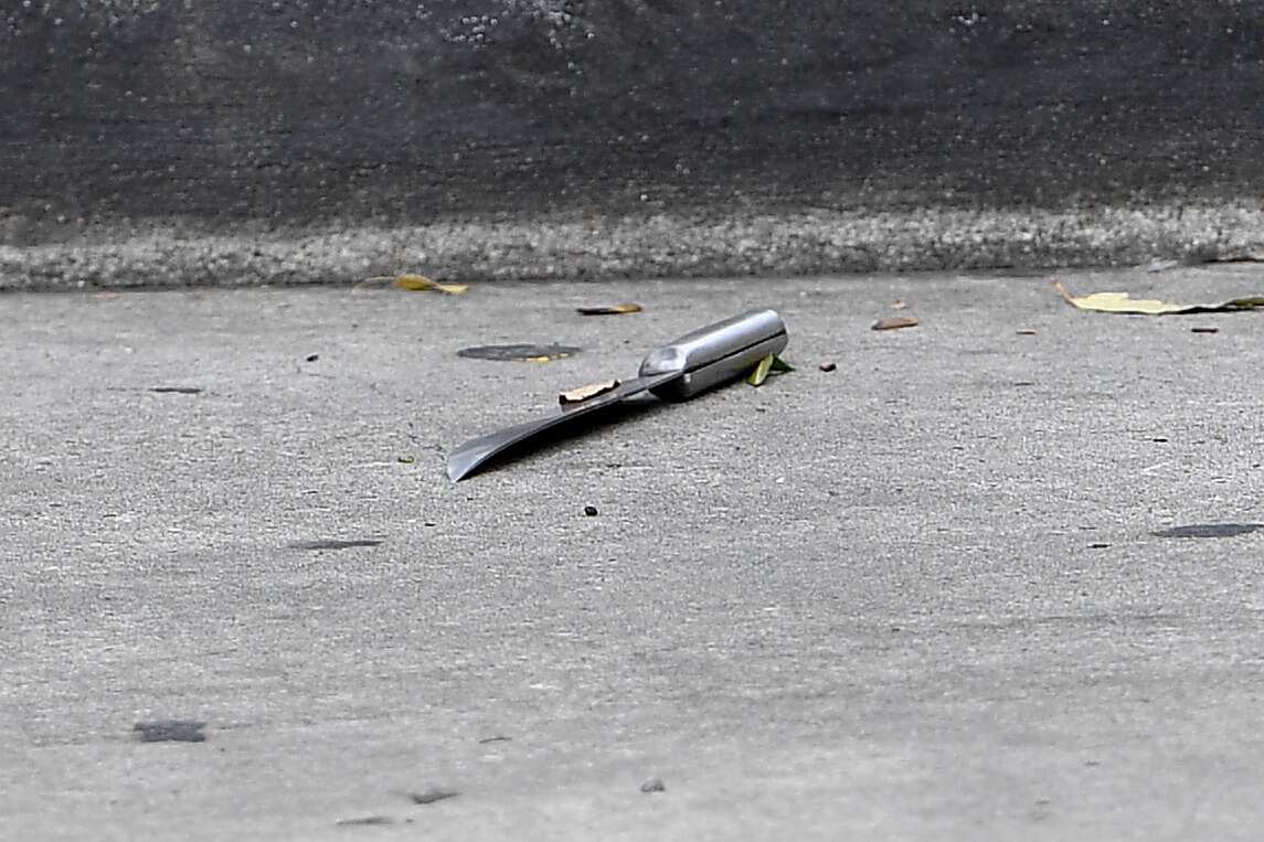A knife is seen at a shopping centre adjacent to Bonnyrigg high school, west of Sydney, Thursday, Feb. 2, 2017. (AAP)