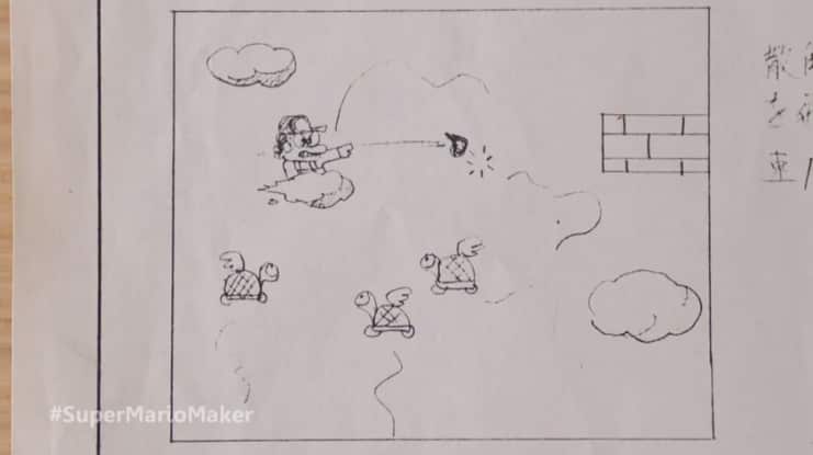 Graph paper drawing that went into the original Super Mario Bros. (Nintendo)