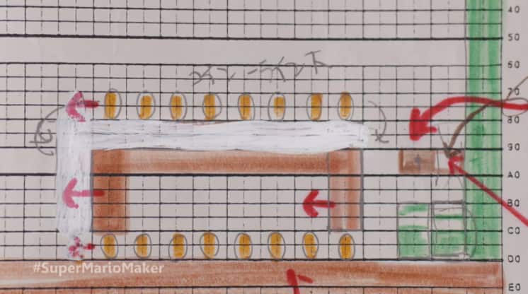 Graph paper drawing that went into the original Super Mario Bros. (Nintendo)