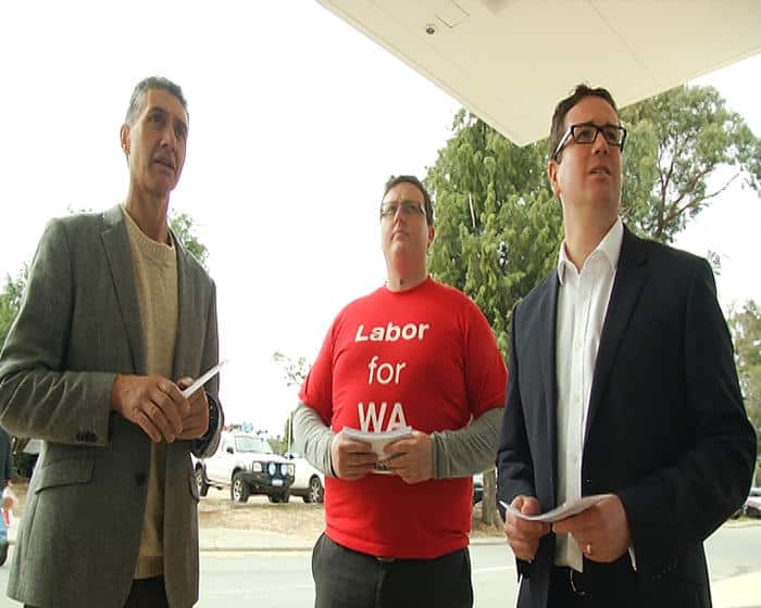 Matt Keogh in Kelmscott, the suburb he grew up in, talking with voters about the issues in the Canning electorate