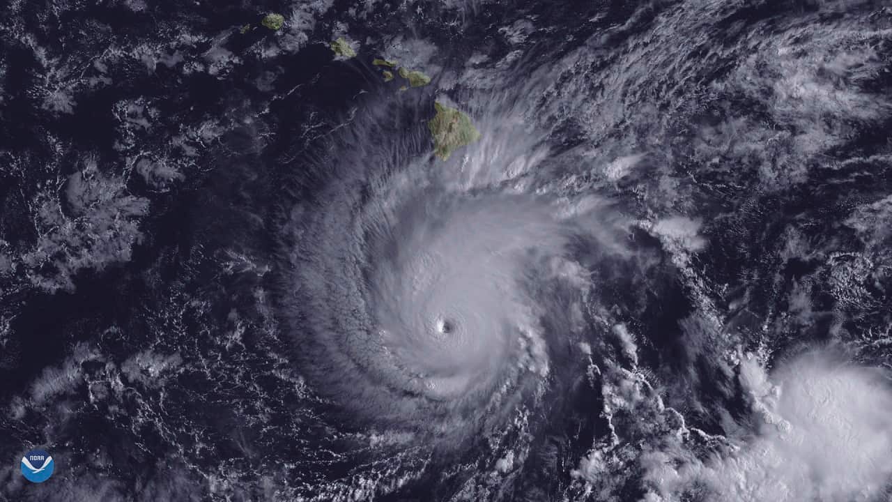 Hurricane Lane image supplied by National Oceanic and Atmospheric Administration.