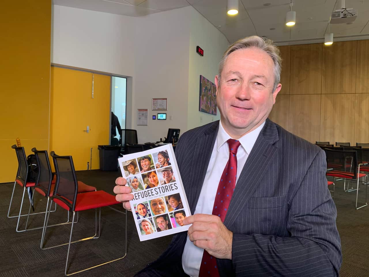 Author Laurie Nowell and the new book Refugee Stories: In their Own Words.