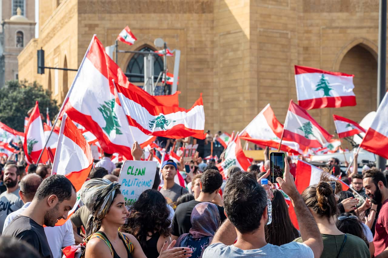 Mass protests in Downtown Beirut on Martyrs Square and near the government palace in Beirut.