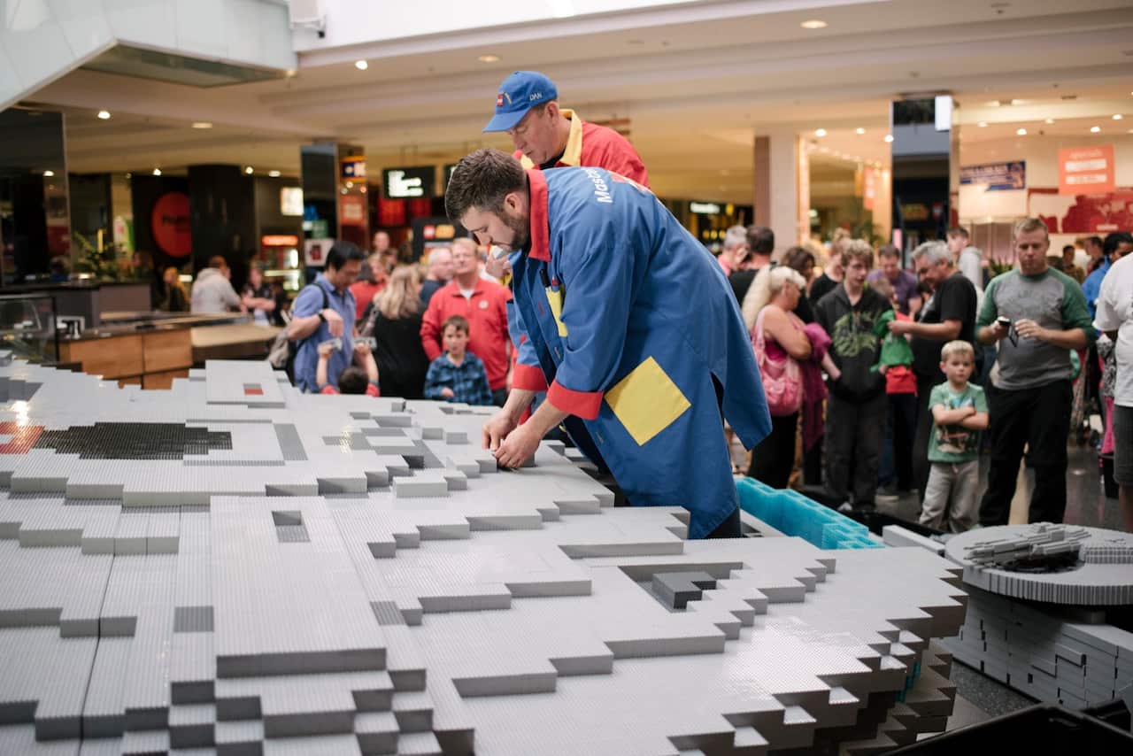 LEGO Master Builders assemble the world's largest Millennium Falcon. (Supplied)