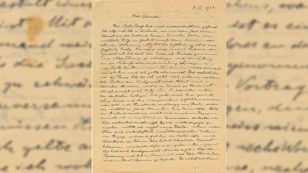 The 1922 letter written Albert Einstein.