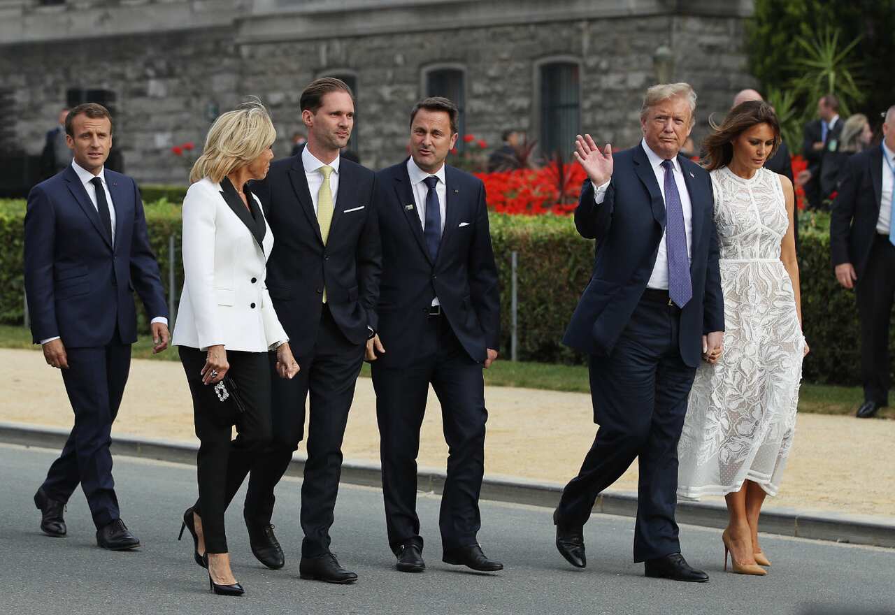 U.S. President Donald Trump and U.S. First Lady Melania Trump attend the evening reception and dinner at the 2018 NATO Summit.