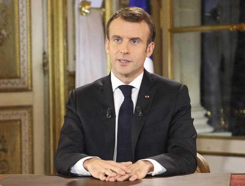 President Macron speaks during his special address to the nation.