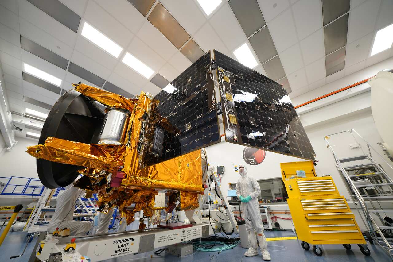 The Hope spacecraft, which carries three instruments that will help scientists get a global view of Martian weather from it's high orbit.