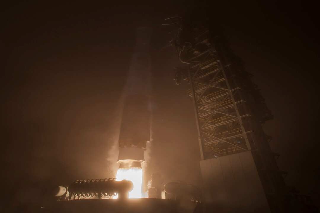 The NASA InSight spacecraft launching onboard a United Launch Alliance Atlas-V rocket at the Vandenberg Air Force Base, California, USA.