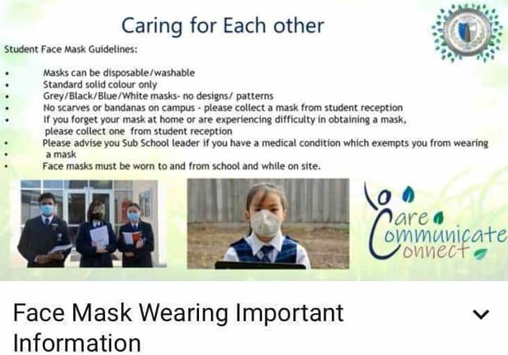 Lighthouse Christian College has released guidelines on student mask wearing. 