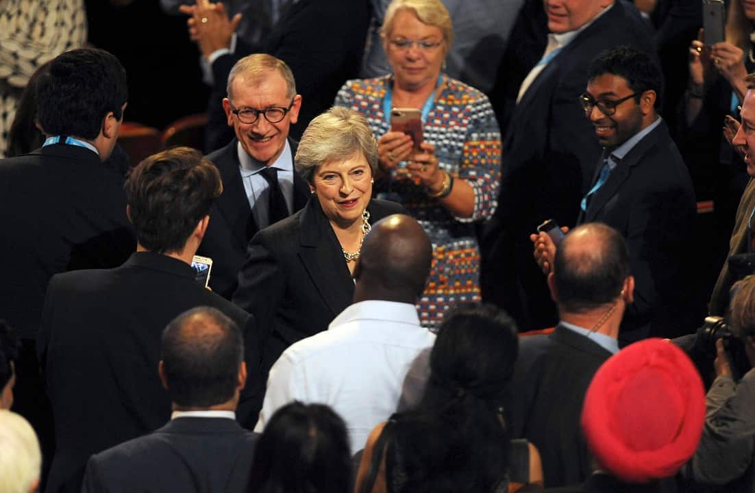 Conservative Party Leader and Prime Minister Theresa May after her address to delegates.