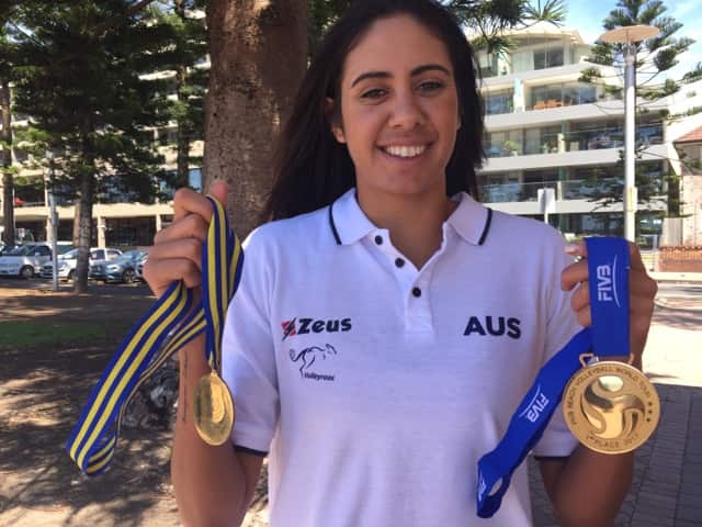 Taliqua Clancy shows off two of her recent gold medals.