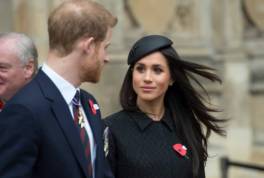 Meghan Markle and Prince Harry attend an Anzac Day service at Westminster Abbey on April 25, 2018 in London, England.