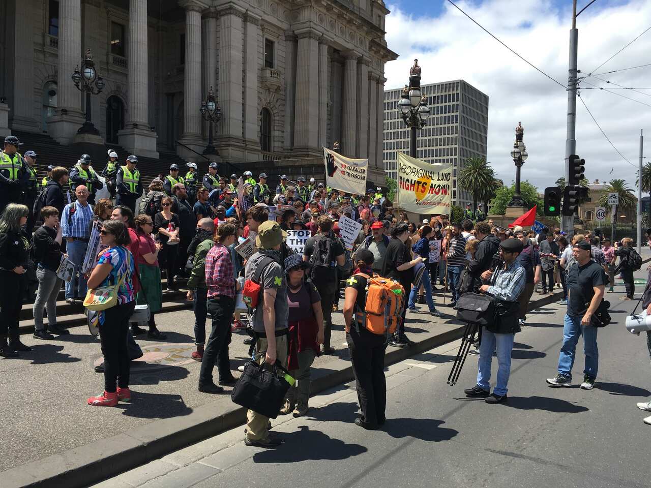 Victoria Police warned before the rally that they would intervene in any acts of violence, intimidation, racially motivated attacks or assault.