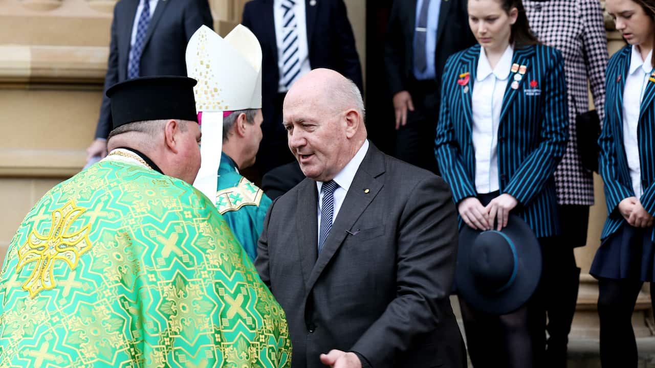 Governor General Sir Peter Cosgrove after Mass for MH17 victims at St Mary's in Sydney