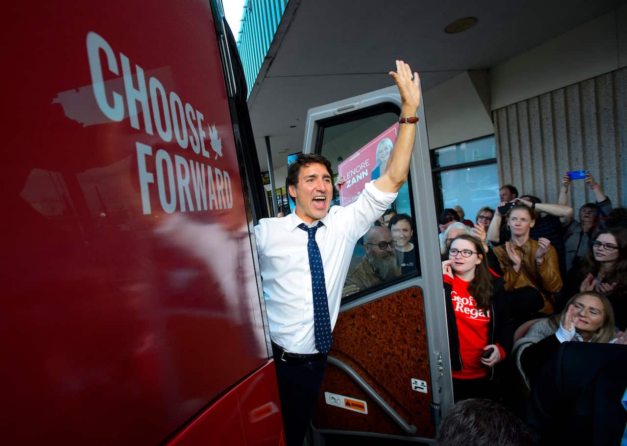 Justin Trudeau campaigning in Nova Scotia on Wednesday.