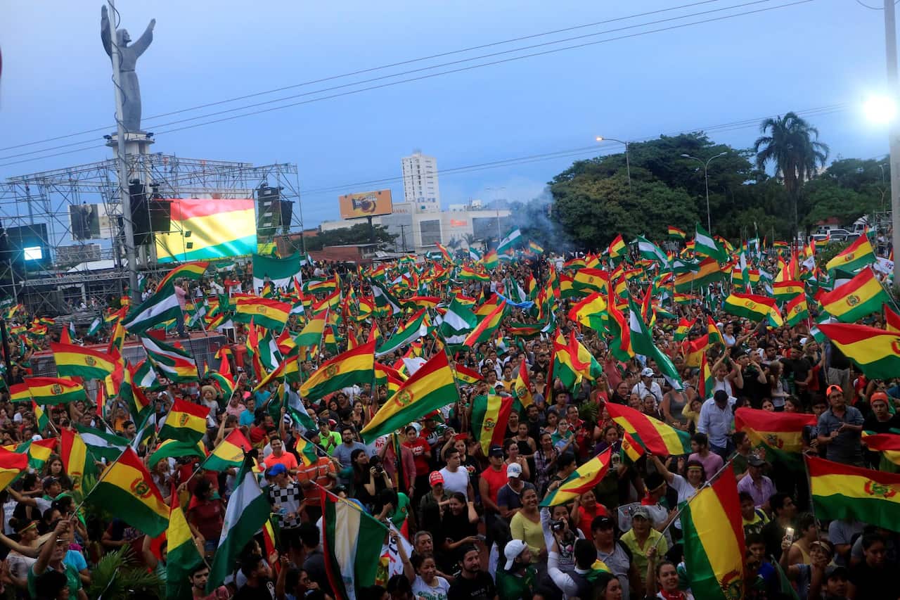 Bolivians celebrate Morales' resignation in La Paz