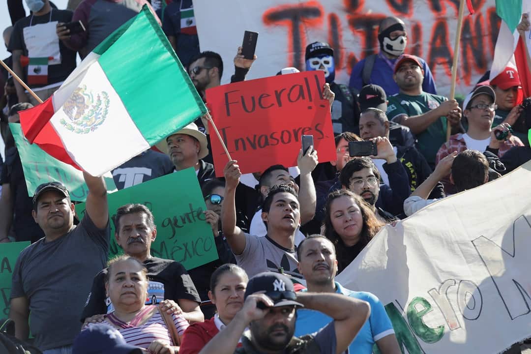 Anti-Immigrant activists rally at the US-Mexico border.