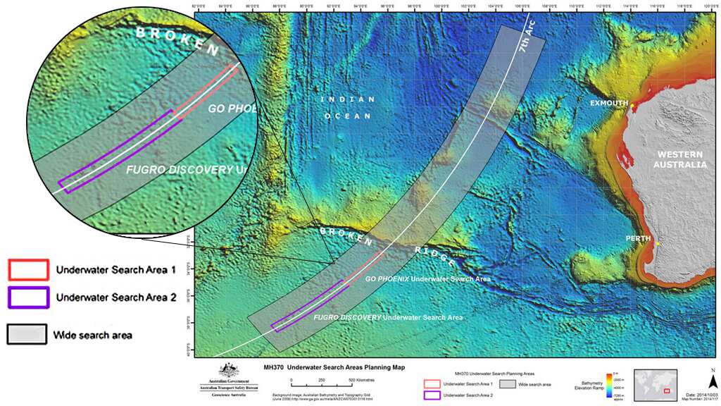 Report of progress for search for Malaysia Airlines Fligh MH370. 