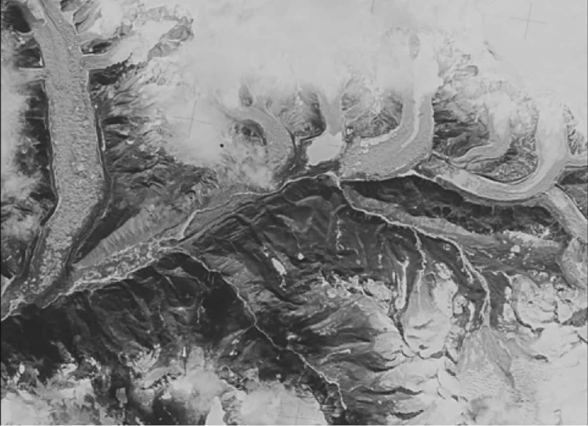 This satellite image documents how much ice was on the Himalayas in 1983.